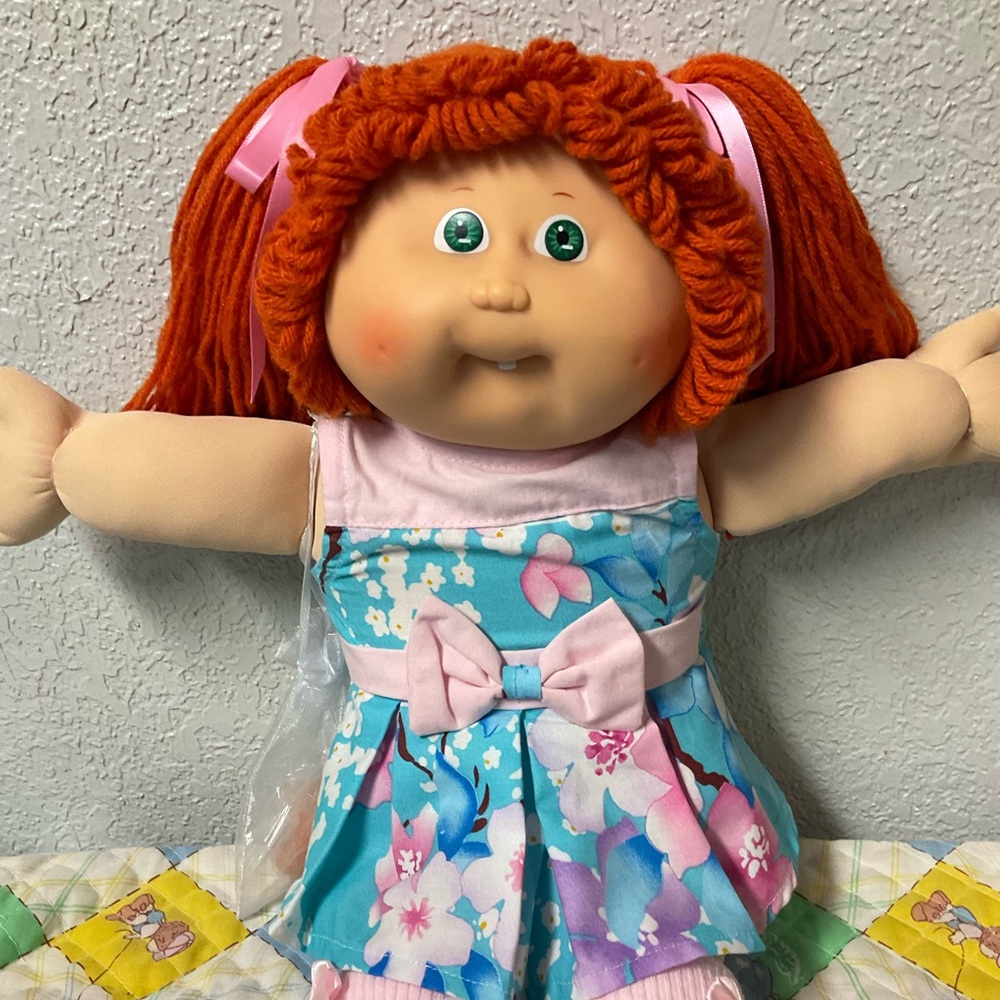 Vintage Cabbage Patch Kid Girl Red Hair Green Eyes P Factory Head Mold #5 1985